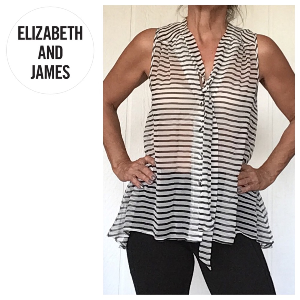 ELIZABETH AND JAMES SILK STRIPED SLEEVELESS TOP SIZE SMALL
